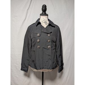 Banana Republic Women's Black Double Breasted Cropped Trench Coat Size Small